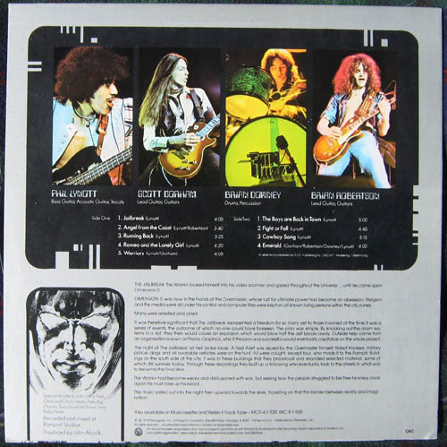 Thin Lizzy Jailbreak album back cover
