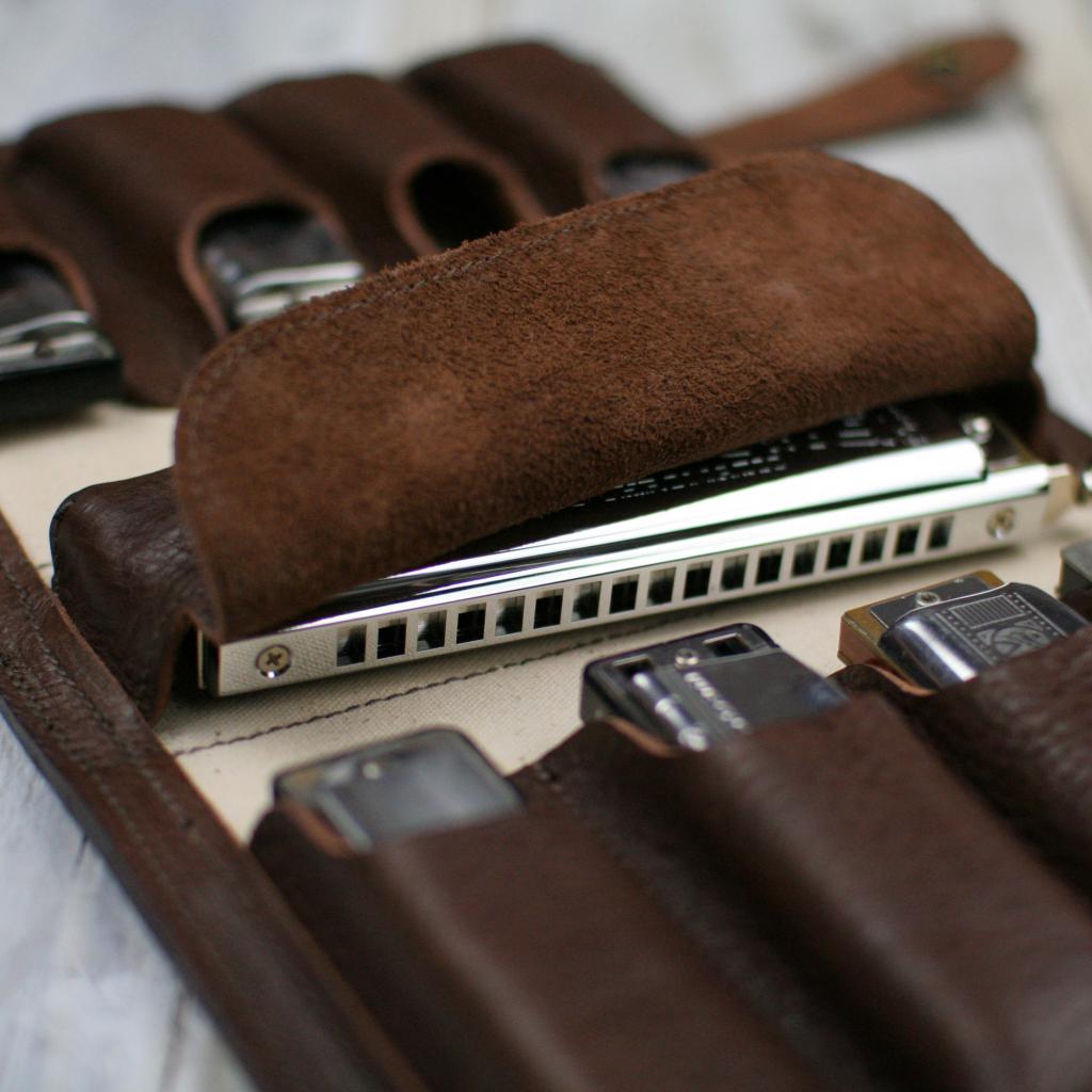 NinePack Blues Harmonica Case by Pinegrove Leather