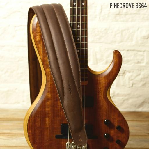 BS64 4" (100mm) Wide Padded Bass Guitar Strap - Brown