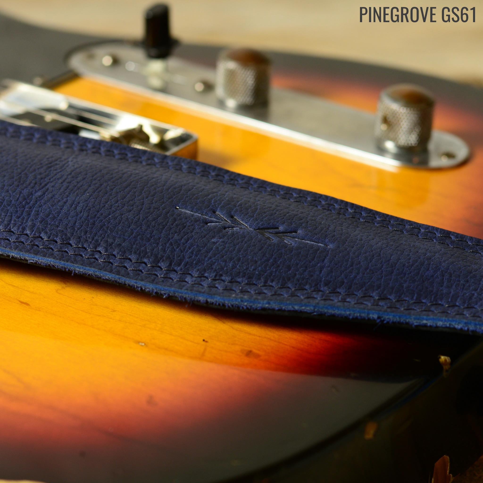 GS61 Blue Leather Guitar Strap by Pinegrove Leather