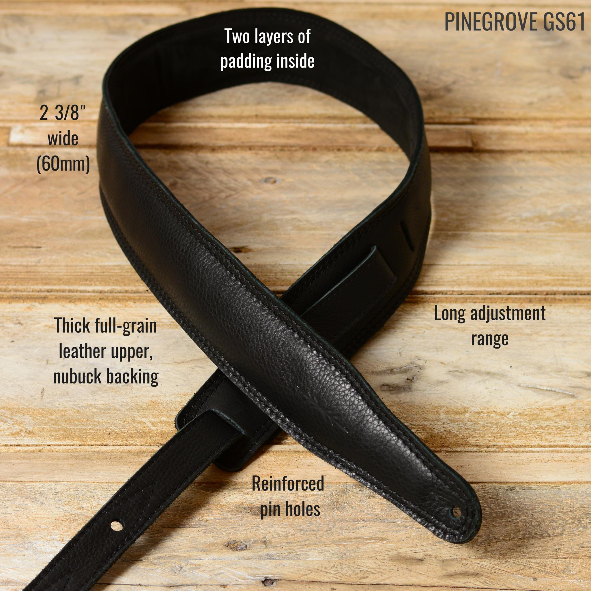 GS61 Padded Leather Guitar Strap by Pinegrove Leather