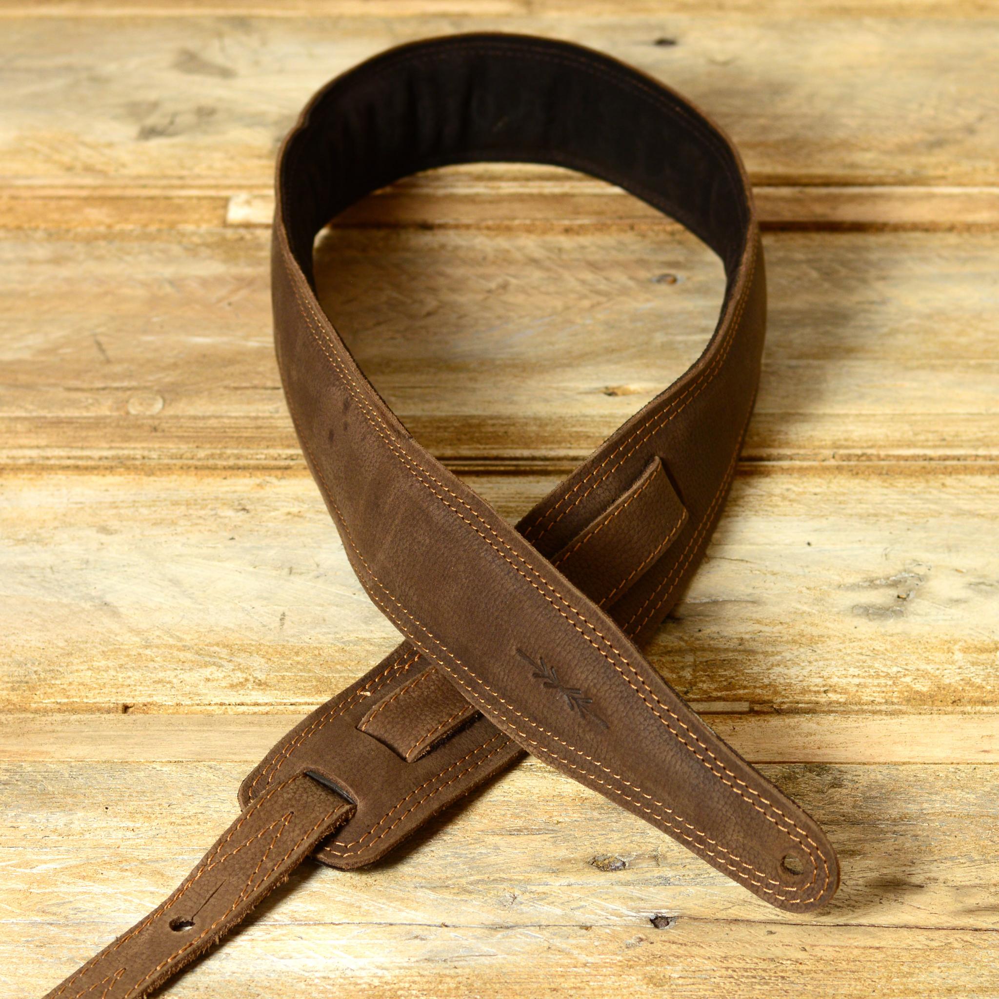 GS61 Brown Leather Guitar Strap by Pinegrove Leather