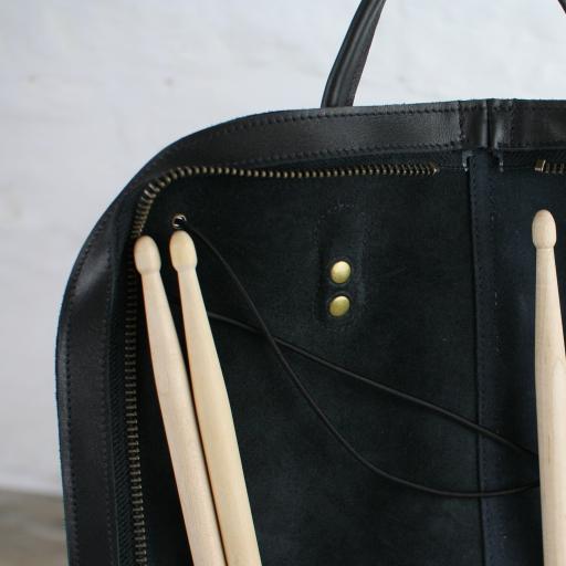 Leather Drumstick Bag With Zip Brown Vintage Style Leather 