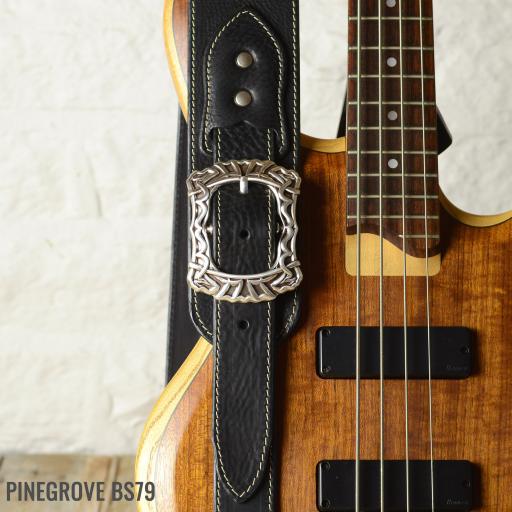 BS79 Guitar Strap With Gothic Buckle - black