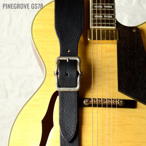GS78 Leather Guitar Strap With Buckle - black