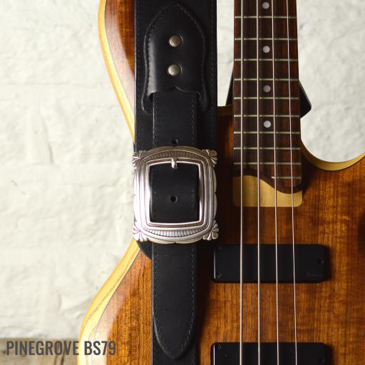 BS79 Guitar Strap With Art Deco Buckle - black