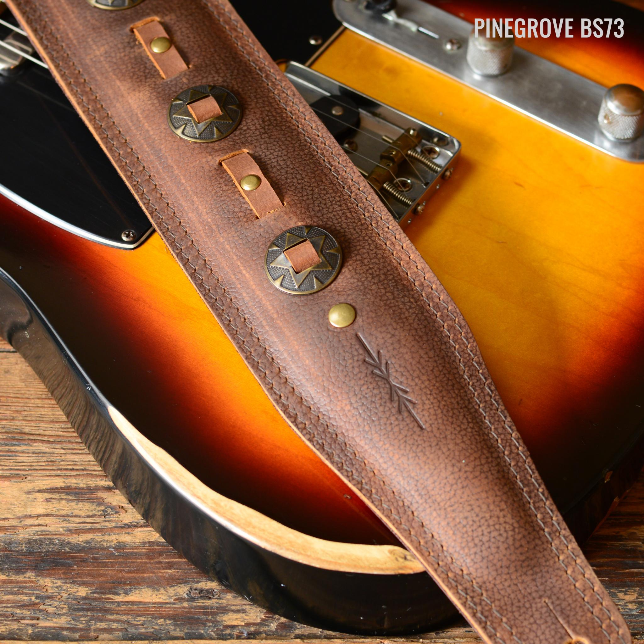 BS73 Leather Guitar Strap with conchos by Pinegrove Leather