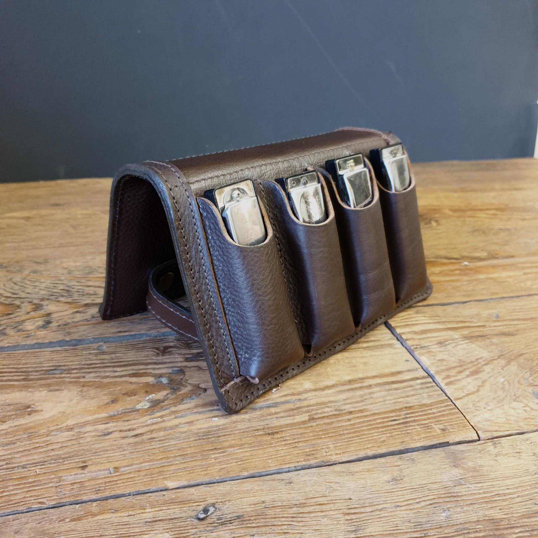 4Pack Leather Harmonica Case with belt loops by Pinegrove Leather