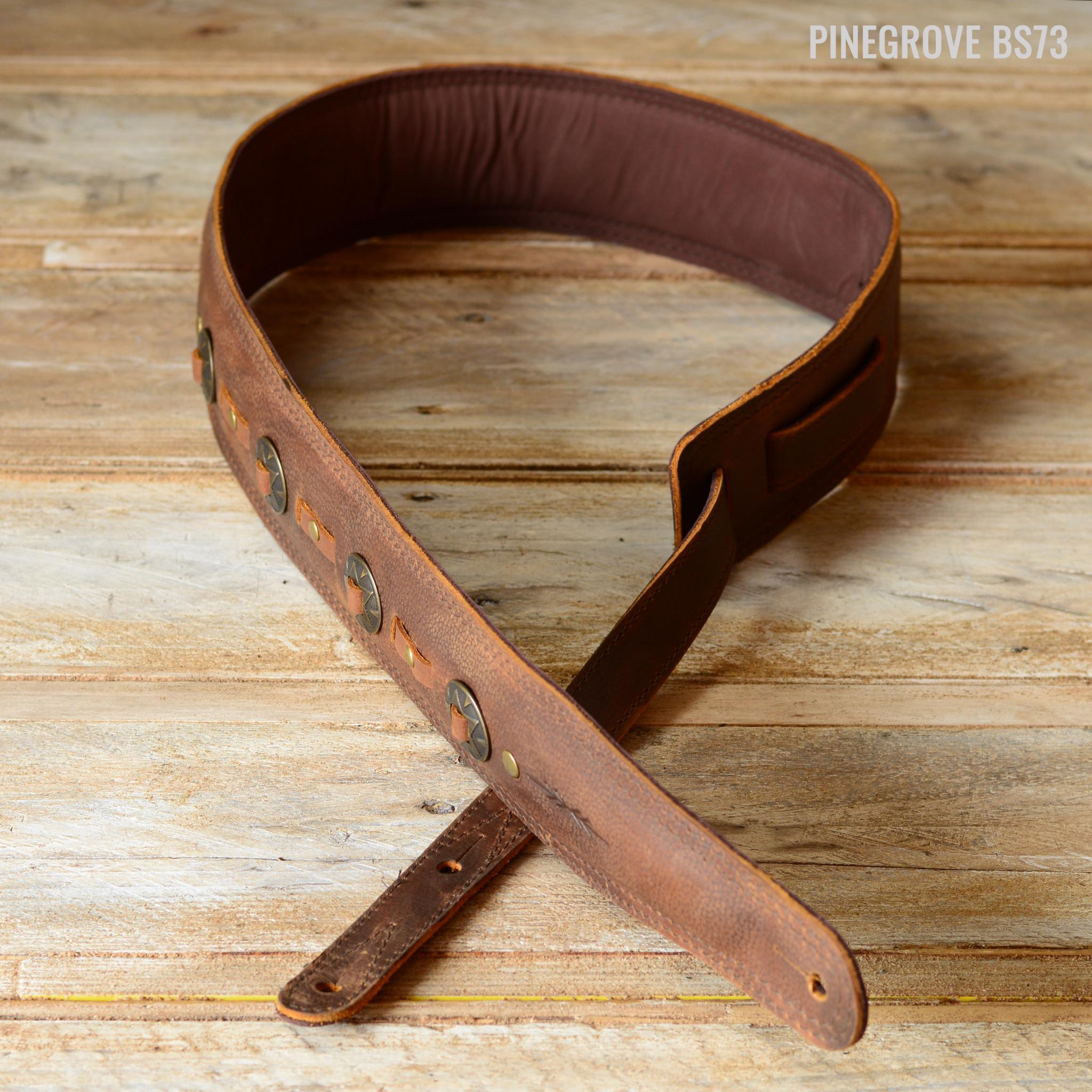 BS73 Leather Guitar Strap with conchos by Pinegrove Leather