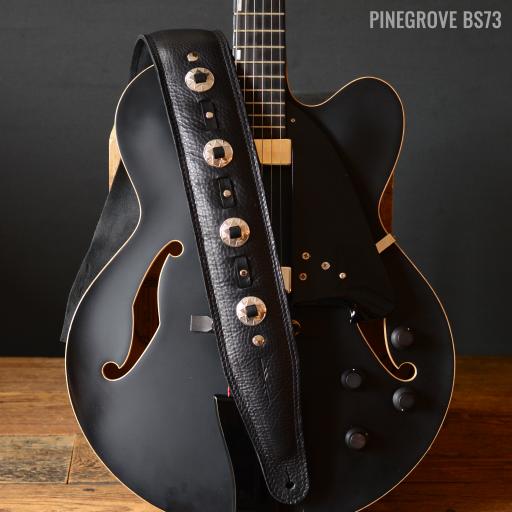 BS73 Concho Guitar Strap - Black &amp; Silver