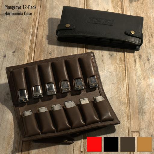 Twelve-Pack Leather Harmonica Case