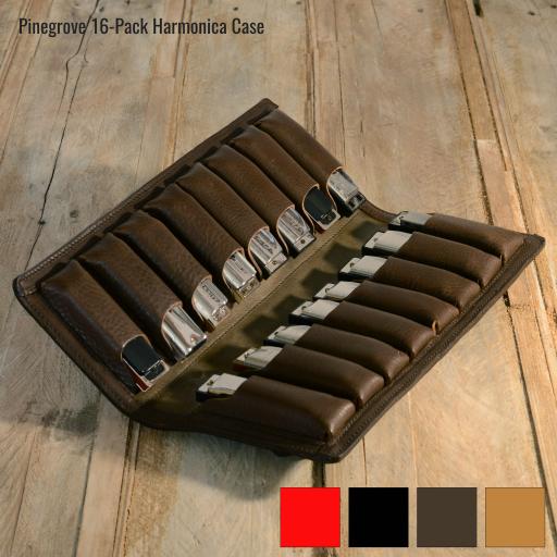 Sixteen-Pack Leather Harmonica Case