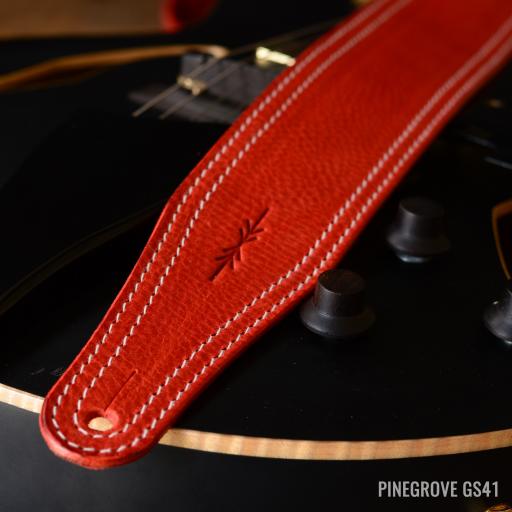 GS41 Standard Leather Guitar Strap - Flame Red