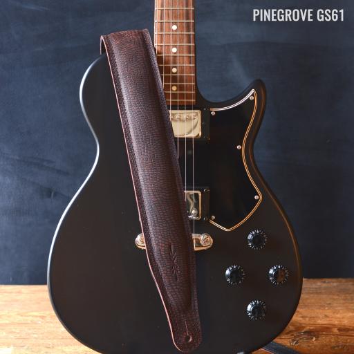 GS61 Padded Leather Guitar Strap - Black Cherry Snakeskin