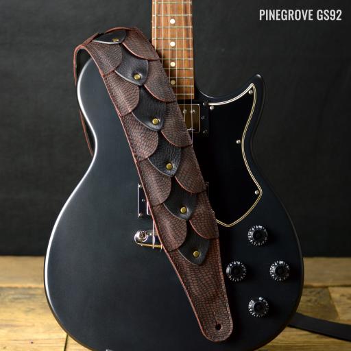 GS92 Dragon Skin Guitar Strap - Black Cherry Snakeskin Effect