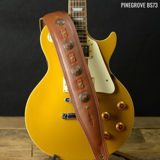 BS73 Concho Guitar Strap - Saddle Tan &amp; Bronze