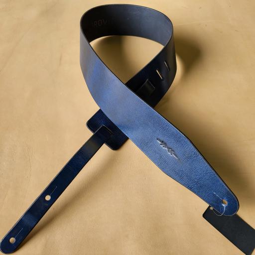 SOLD! SPECIAL OFFER BS53 Blue Leather Guitar Strap - old stock