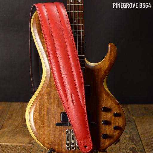 BS64 4&quot; (100mm) Wide Padded Bass Guitar Strap - Flame Red