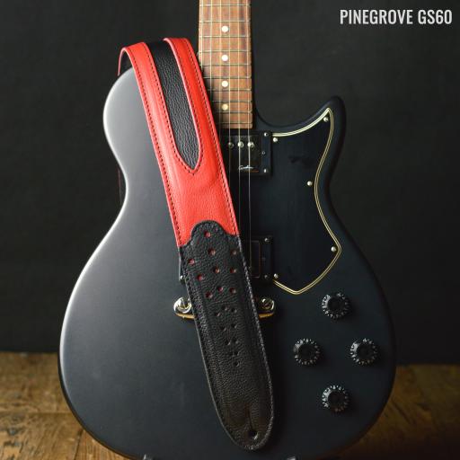 GS60 Tombstone Guitar Strap - red & black