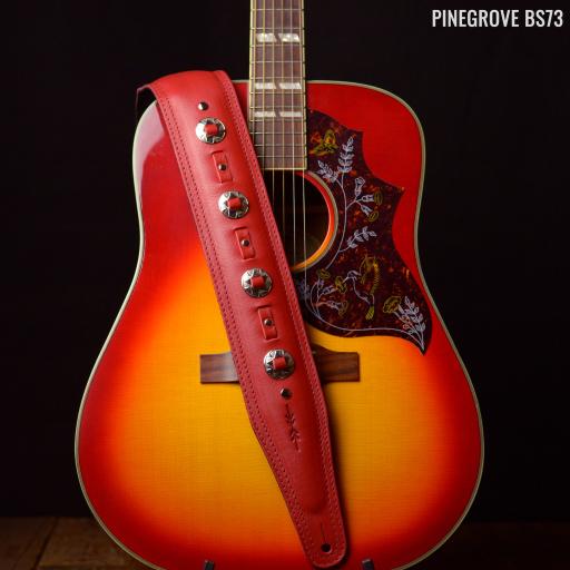 BS73 Western Guitar Strap - Flame Red & Silver