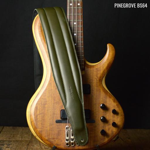 BS64 4" (100mm) Wide Padded Bass Guitar Strap - Dark Green