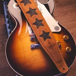 Pinegrove GS96 relic tan black stars guitar strap Rob 1 sq.jpg