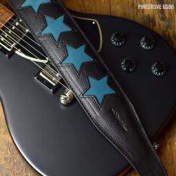 Pinegrove GS96 black teal blue stars guitar strap DSC_0436.jpg