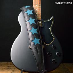 Pinegrove GS96 black teal blue stars guitar strap DSC_0434.jpg