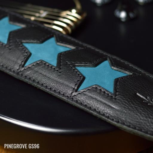 Pinegrove GS96 black teal blue stars guitar strap DSC_0471.jpg